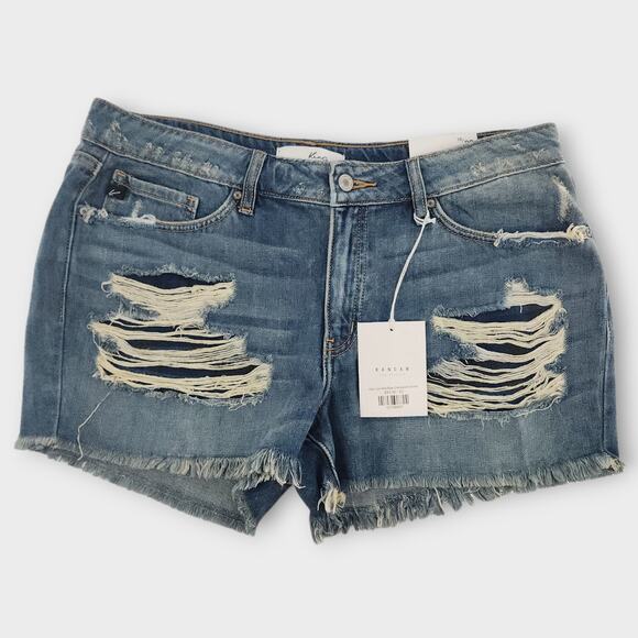 Kancan Shorts Jr. Ladies 13 Estilo Destroyed Denim Distressed Cut-Off NWT - Picture 1 of 8